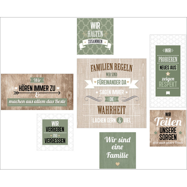 17 Stories Slogan Style 7 Piece Graphic Art on Canvas Wayfair.co.uk